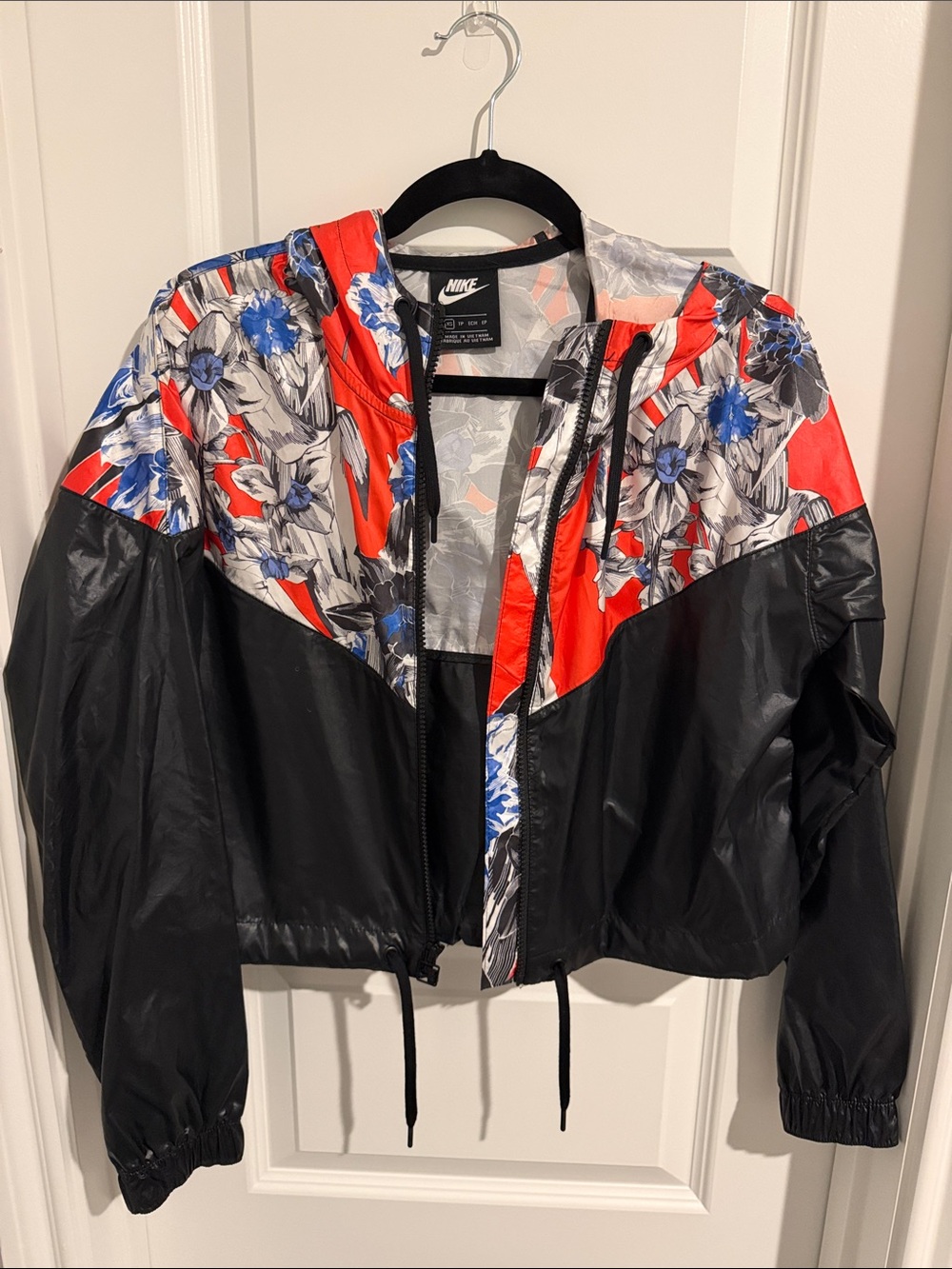 Nike Women's Black Red & Blue Floral Bomber Jacket